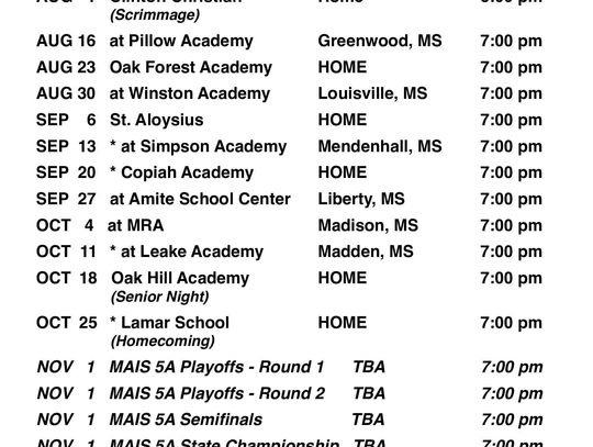 ERA Varsity Football schedule 2024