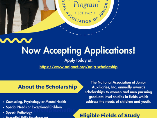 Graduate Scholarships Available from National Association of Junior Auxiliaries