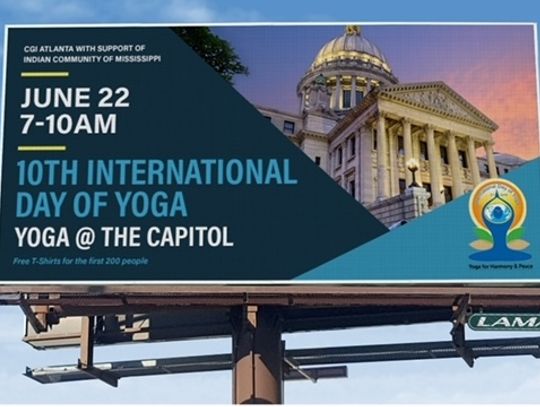 Join Us for the 10th international day of yoga celebrated for the first time at the Mississippi State Capitol