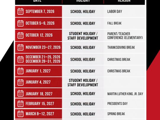 Pelahatchie High School Announces 2026-27 School Holidays