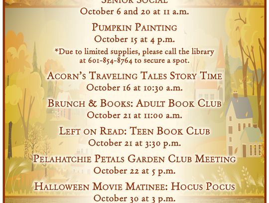 Pelahatchie Library Rolls Out a Full October Calendar, from Pumpkin Painting to Hocus Pocus