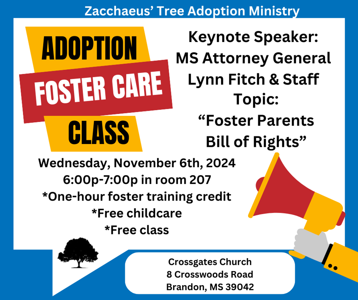 Adoption and foster care classes will be held on November 6