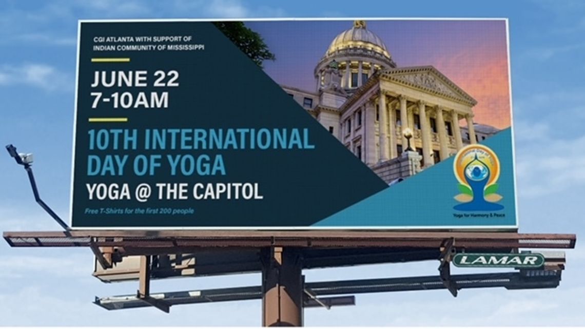 Join Us for the 10th international day of yoga celebrated for the first time at the Mississippi State Capitol