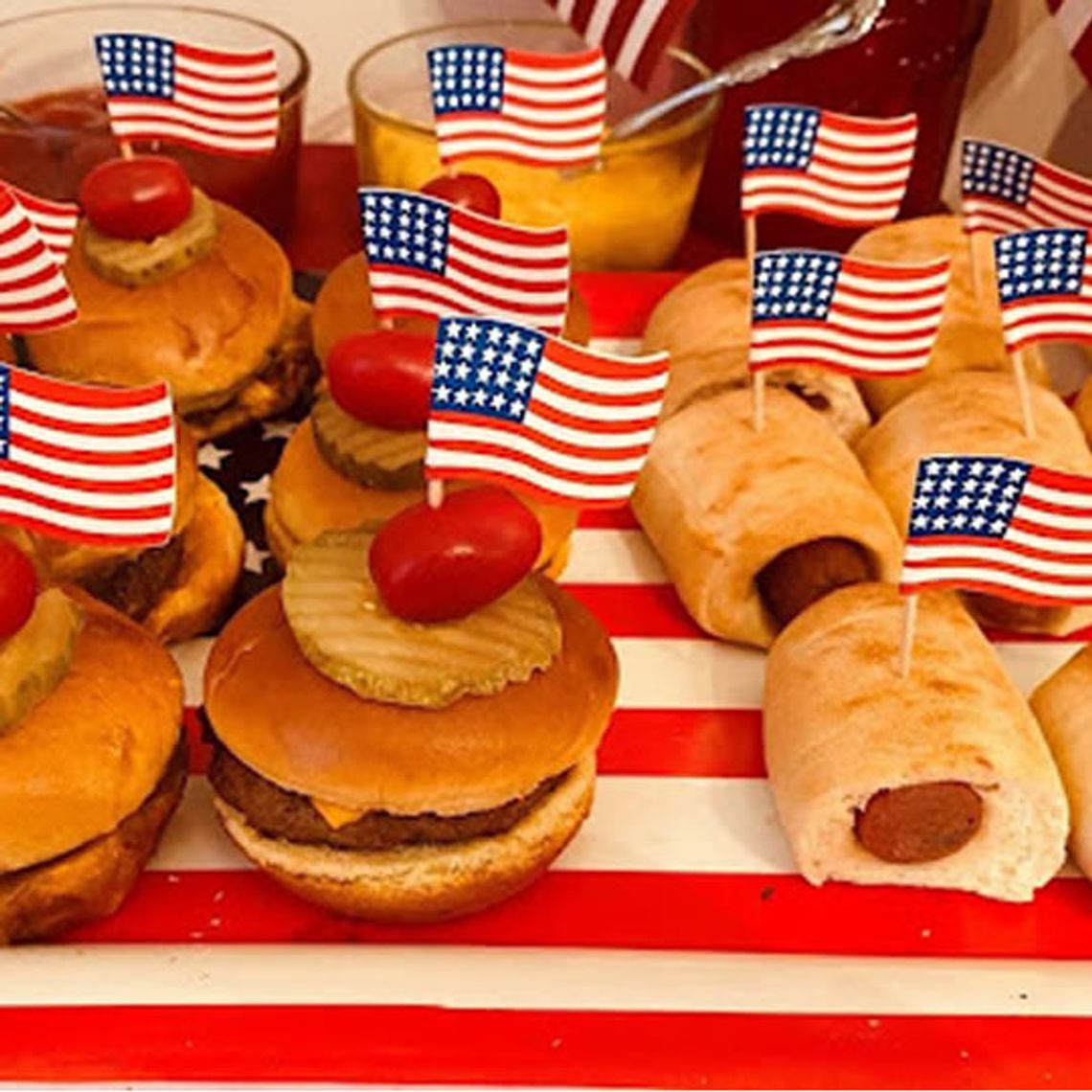 Sliders and pretzel dogs that can be prepared easily indoors and decorated with patriotic touches are the perfect Fourth of July meal.                                   Photo by Kara Kimbrough