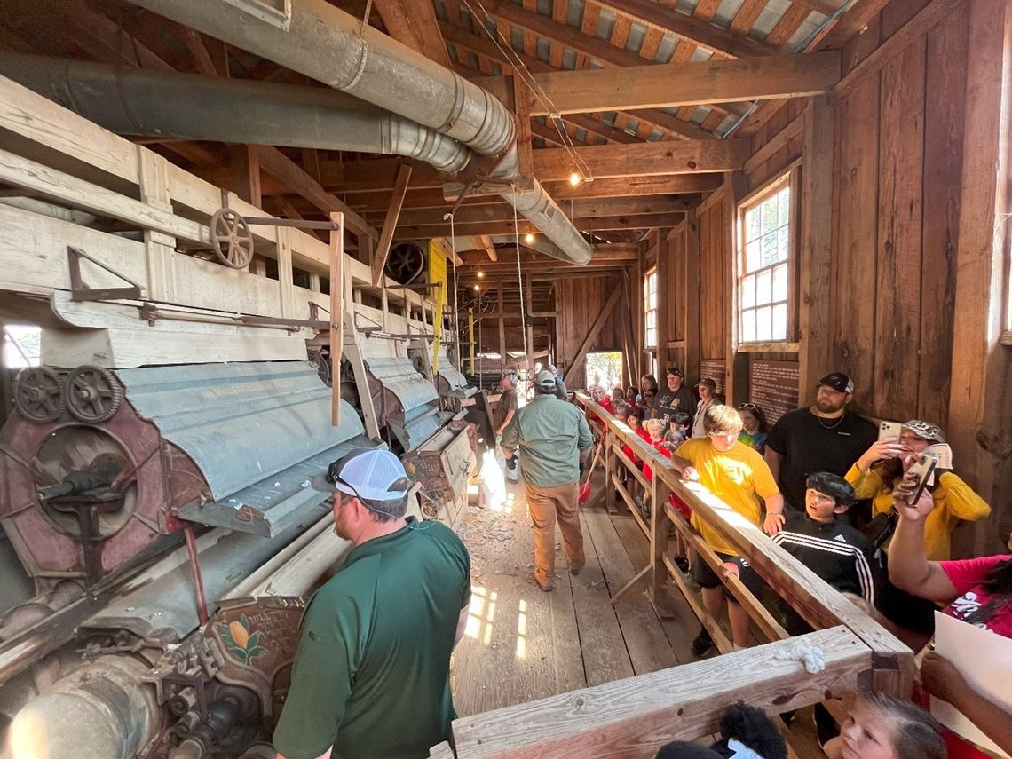 Students experience the cotton ginning process inside the oldest operating cotton gin in America during the annual Harvest Festival in Jackson. The Mississippi Agriculture and Forestry Museum will host the 2023 Harvest Fest November 7-11, from 9:00 a.m. to 2:00 p.m.