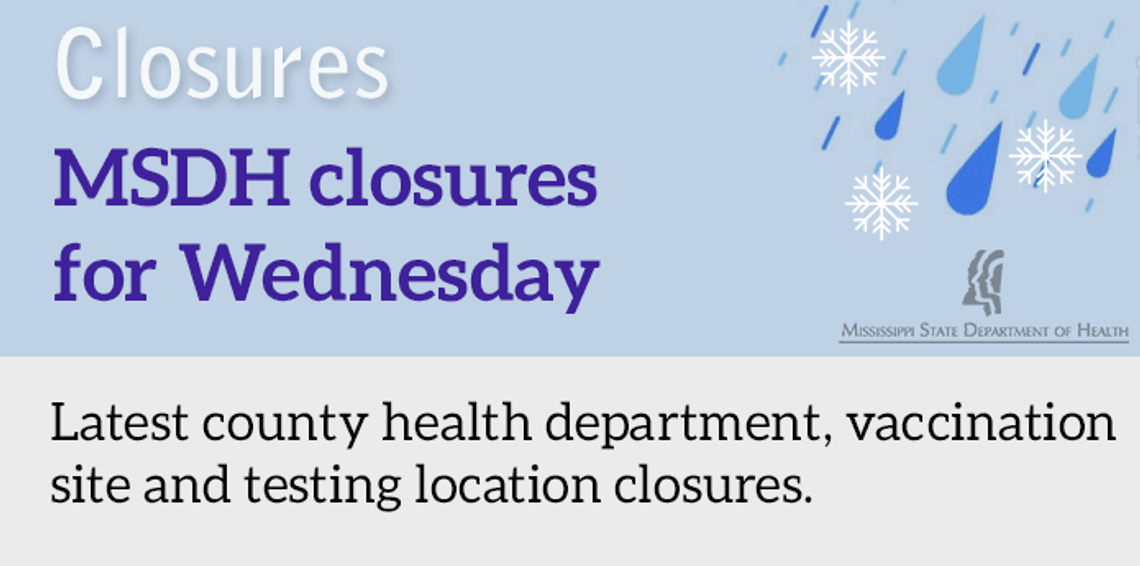 MSDH Closures for Wednesday