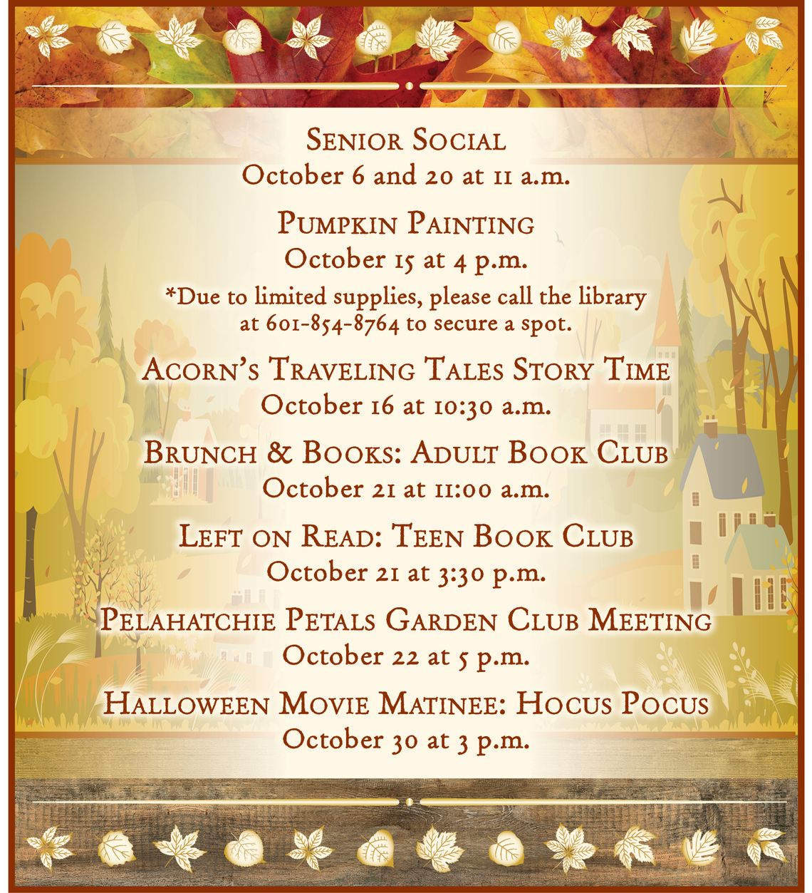 Pelahatchie Library Rolls Out a Full October Calendar, from Pumpkin Painting to Hocus Pocus