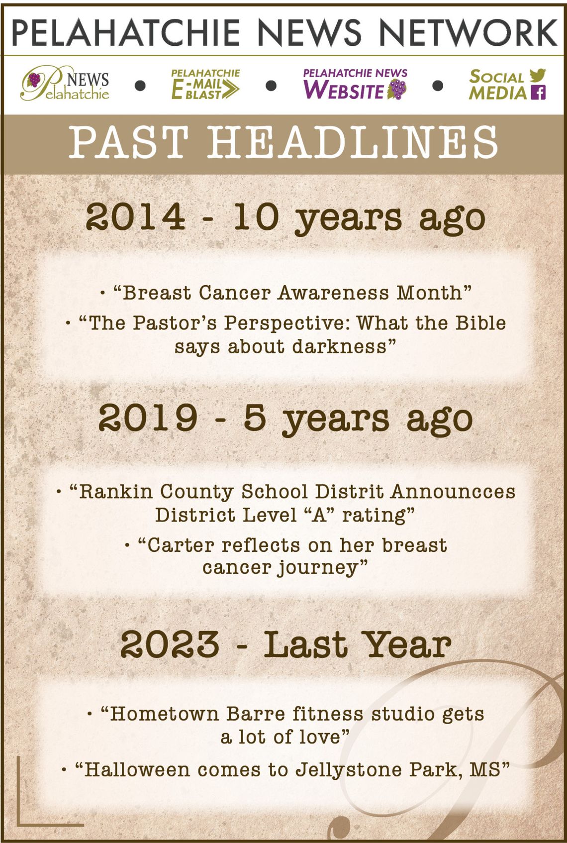 Pelahatchie News Network: Past Headlines