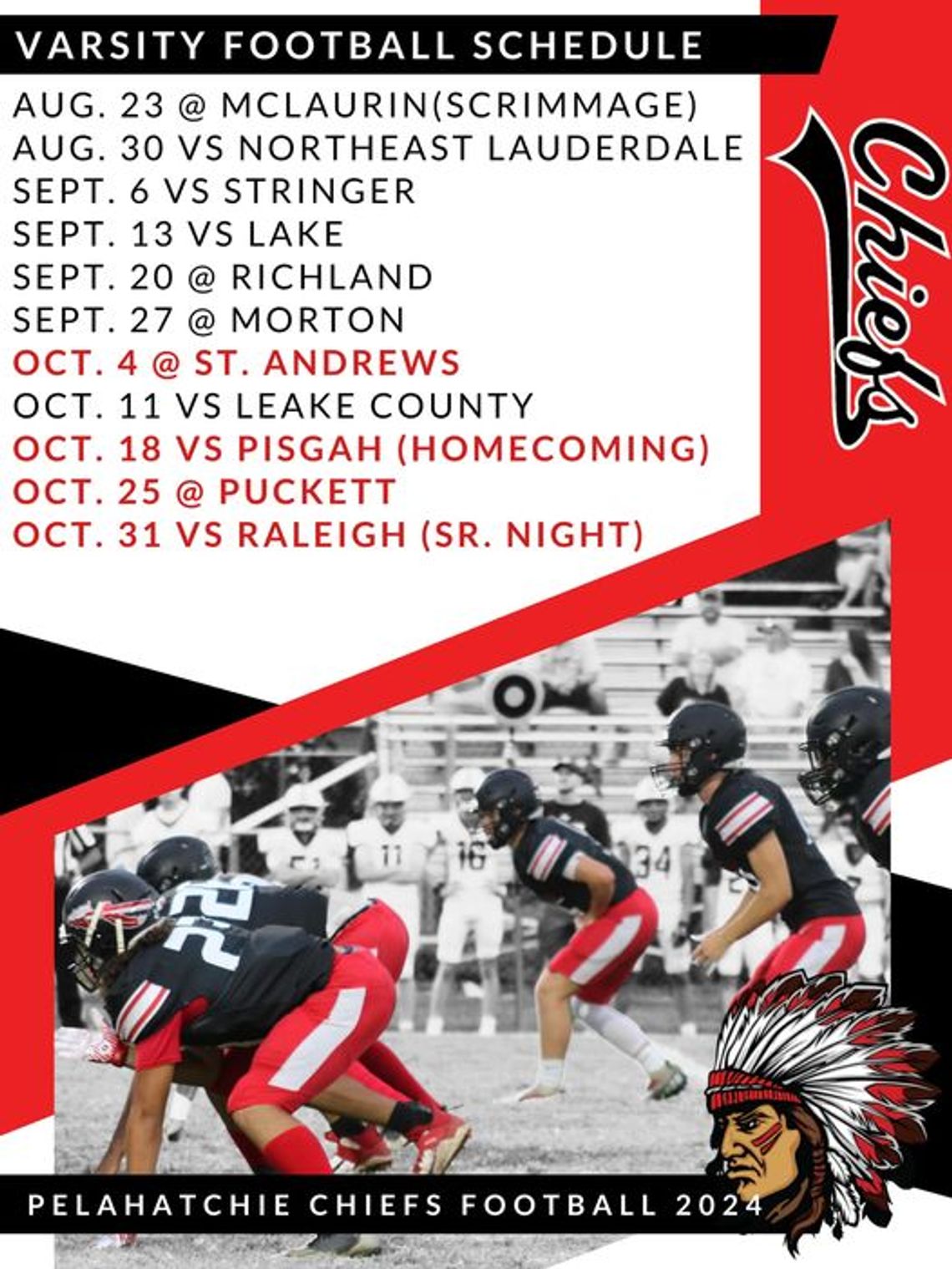 PHS Varsity Football schedule 2024