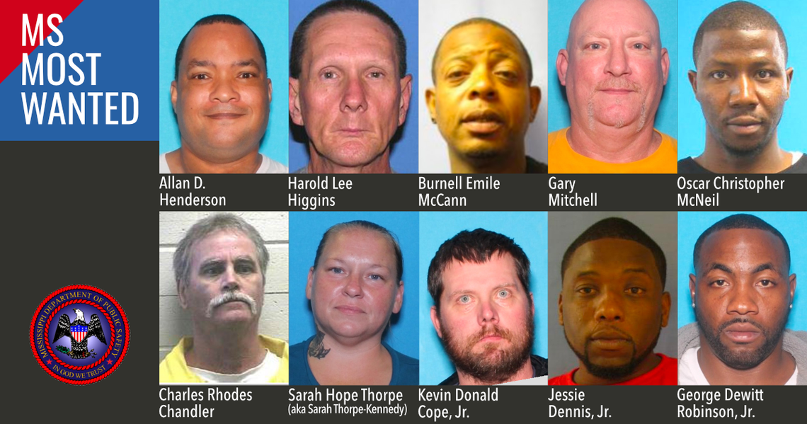 THE MISSISSIPPI DEPARTMENT OF PUBLIC SAFETY AND THE MISSISSIPPI BUREAU OF INVESTIGATION ANNOUNCE MISSISSIPPI’S MOST WANTED LIST