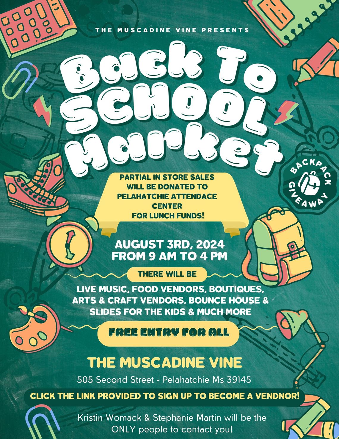 The Muscadine Vine Hosts Back to School Market Extravaganza