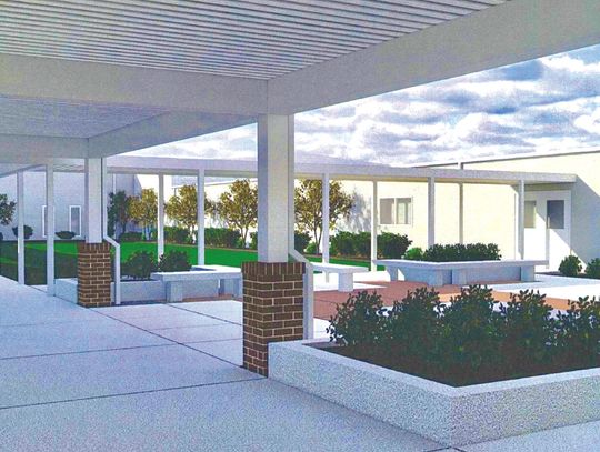 Artist's rendering of plans for the Alumni courtyard